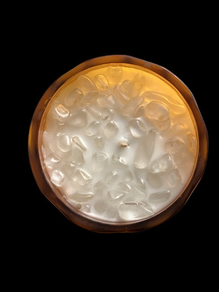 Bougie en verre d'inspiration année 20 faite à la main avec pierres précieuses