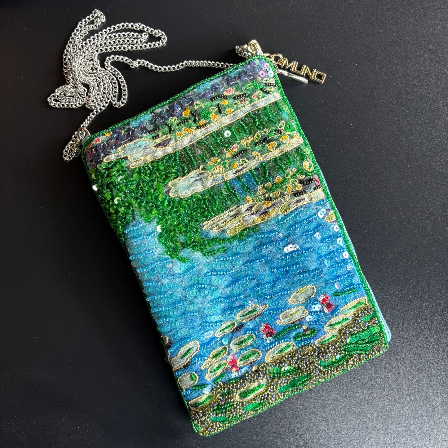 Water Lilies Beaded Silk Mini Bag
