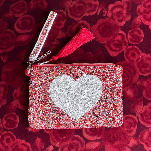Heart Mixed Beads Pouch Medium