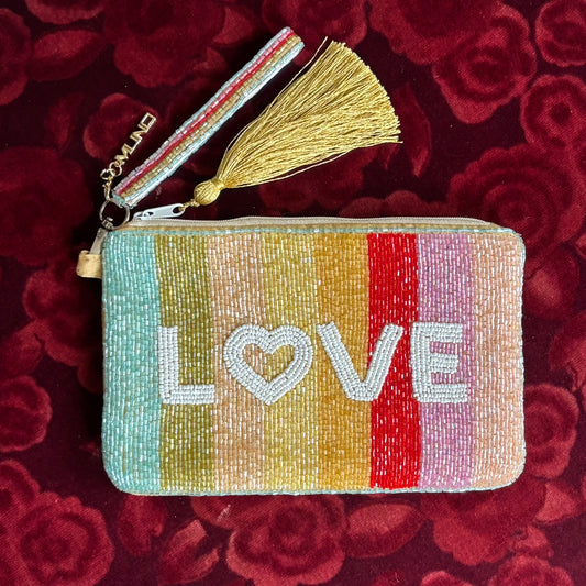 Beaded  Love Pouch Medium