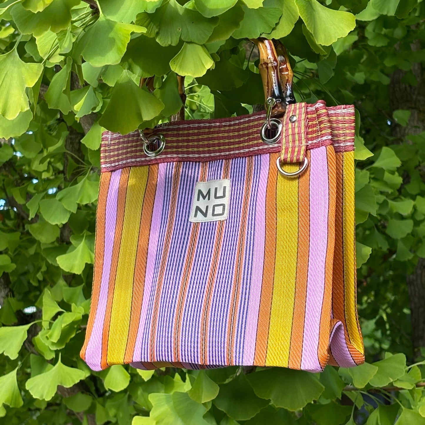 Nylon Mini Bag with Bamboo Handle - Citrus Candy