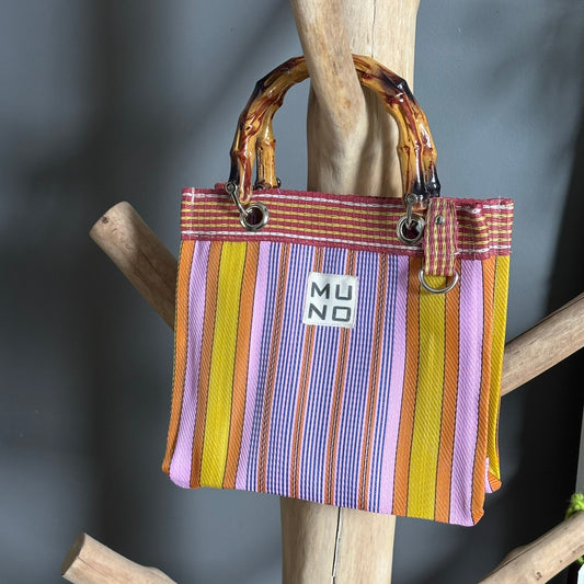 Nylon Mini Bag with Bamboo Handle - Citrus Candy