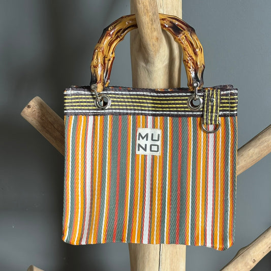 Mini Tote with Bamboo Handle - Sunset Stripe