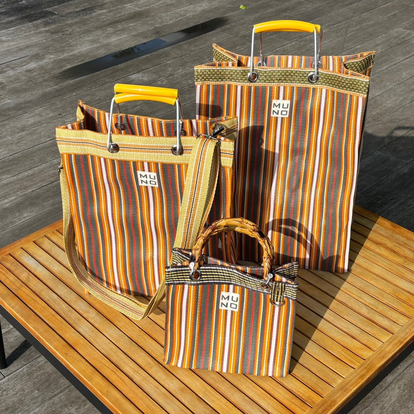 Recycled Nylon Striped Shopper – Sunset Stripe