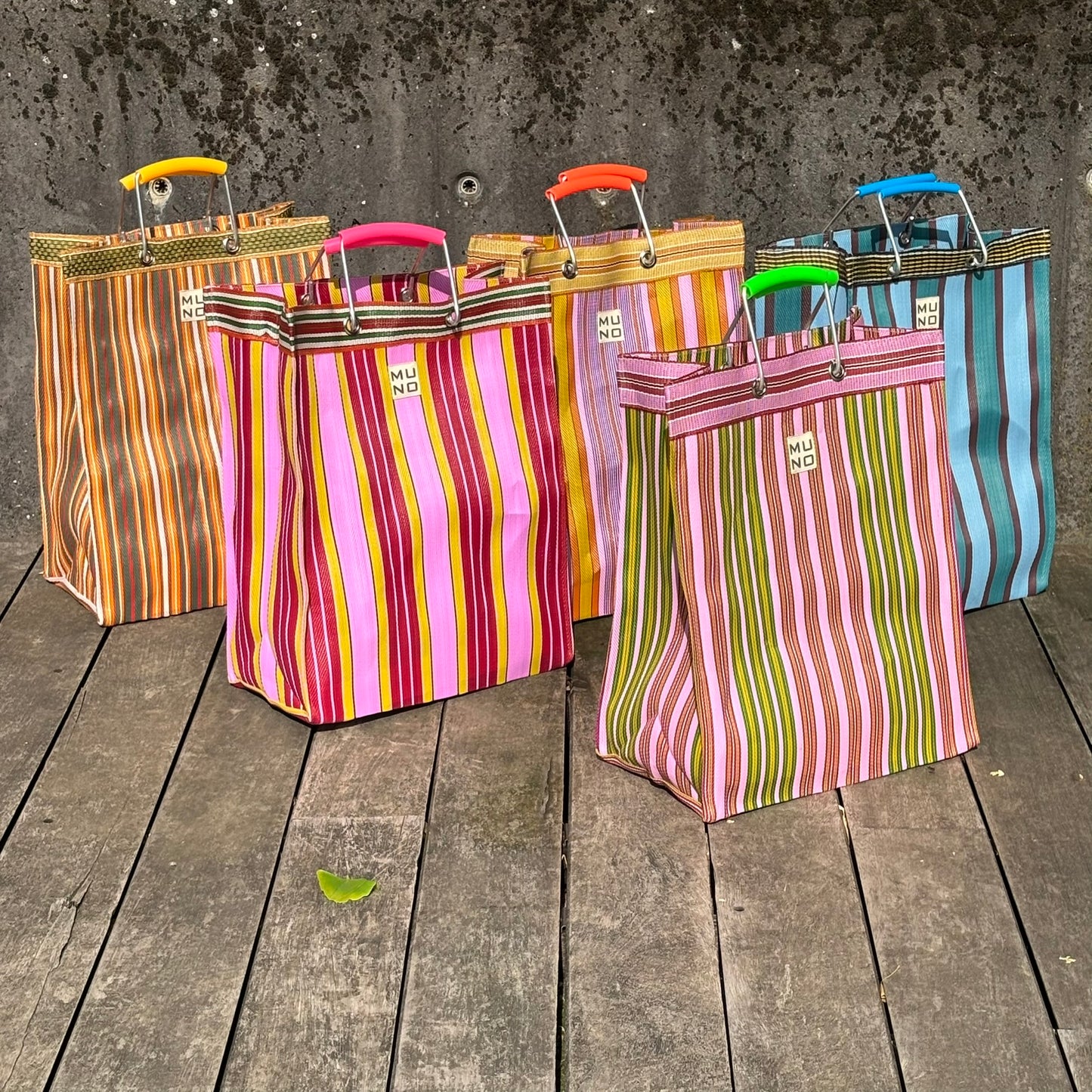 Recycled Nylon Striped Shopper –Lime Zest