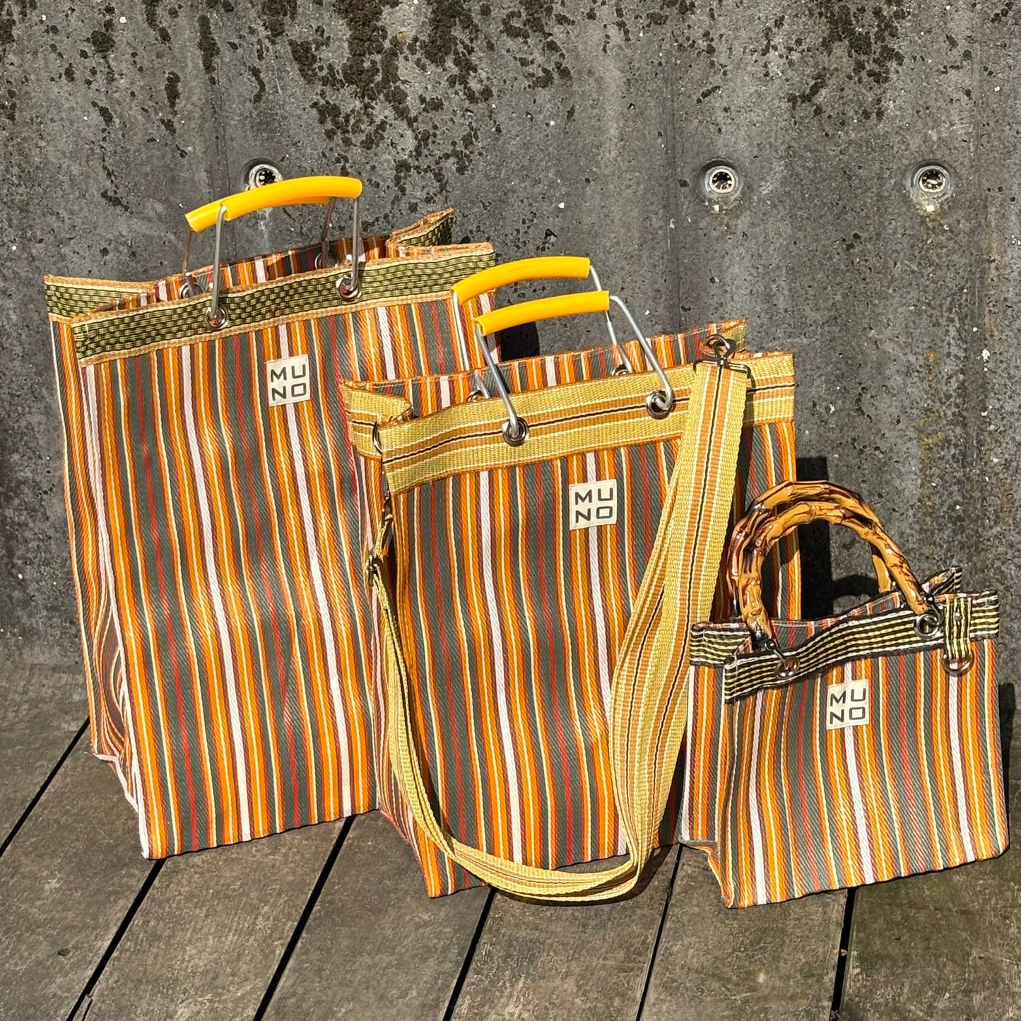 Recycled Nylon Striped Shopper – Sunset Stripe