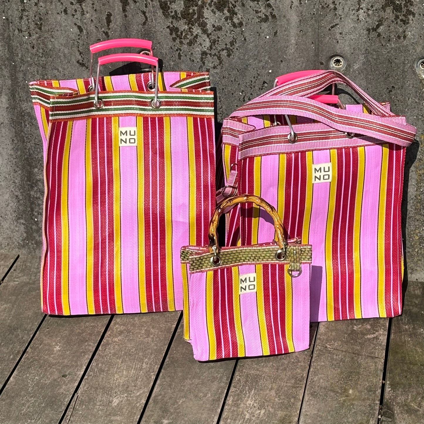 Recycled Nylon Striped Shopper – Berry Twist