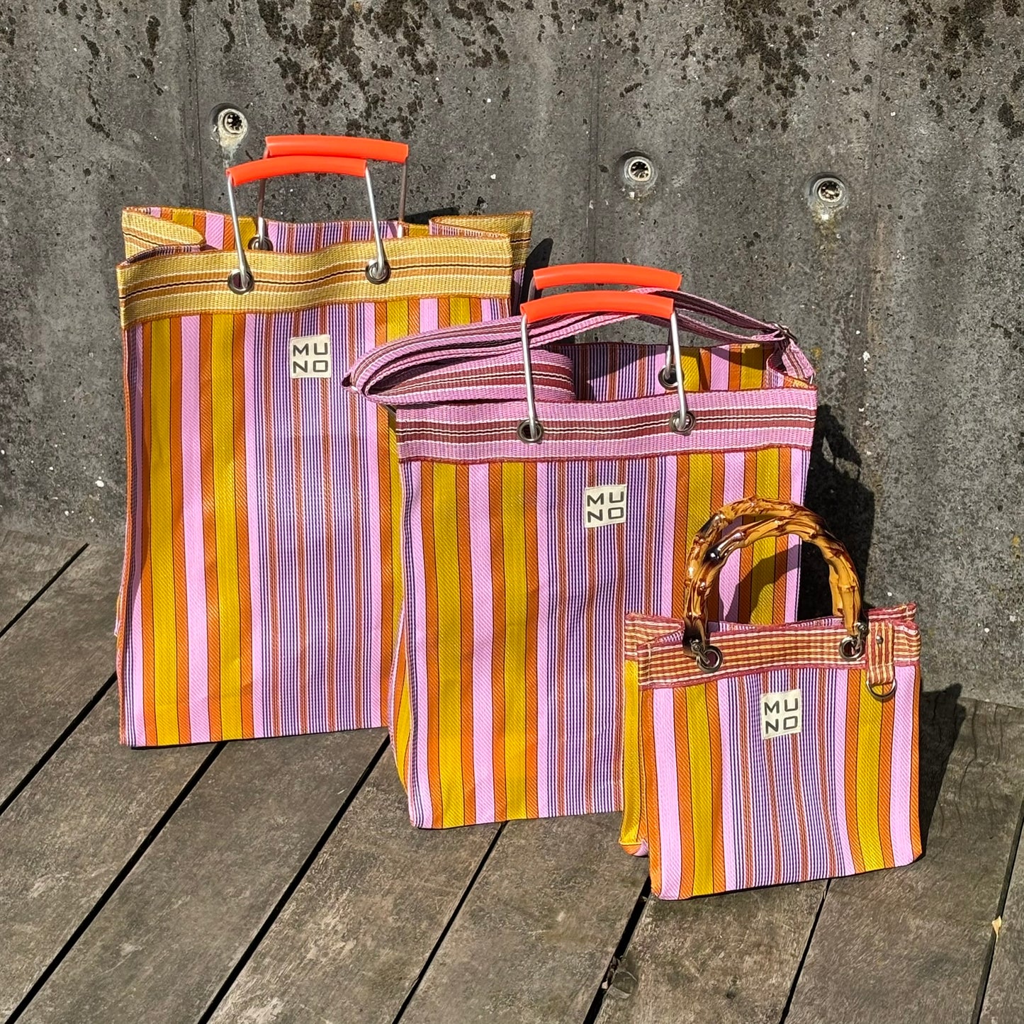 Recycled Nylon Striped Shopper – Citrus Candy