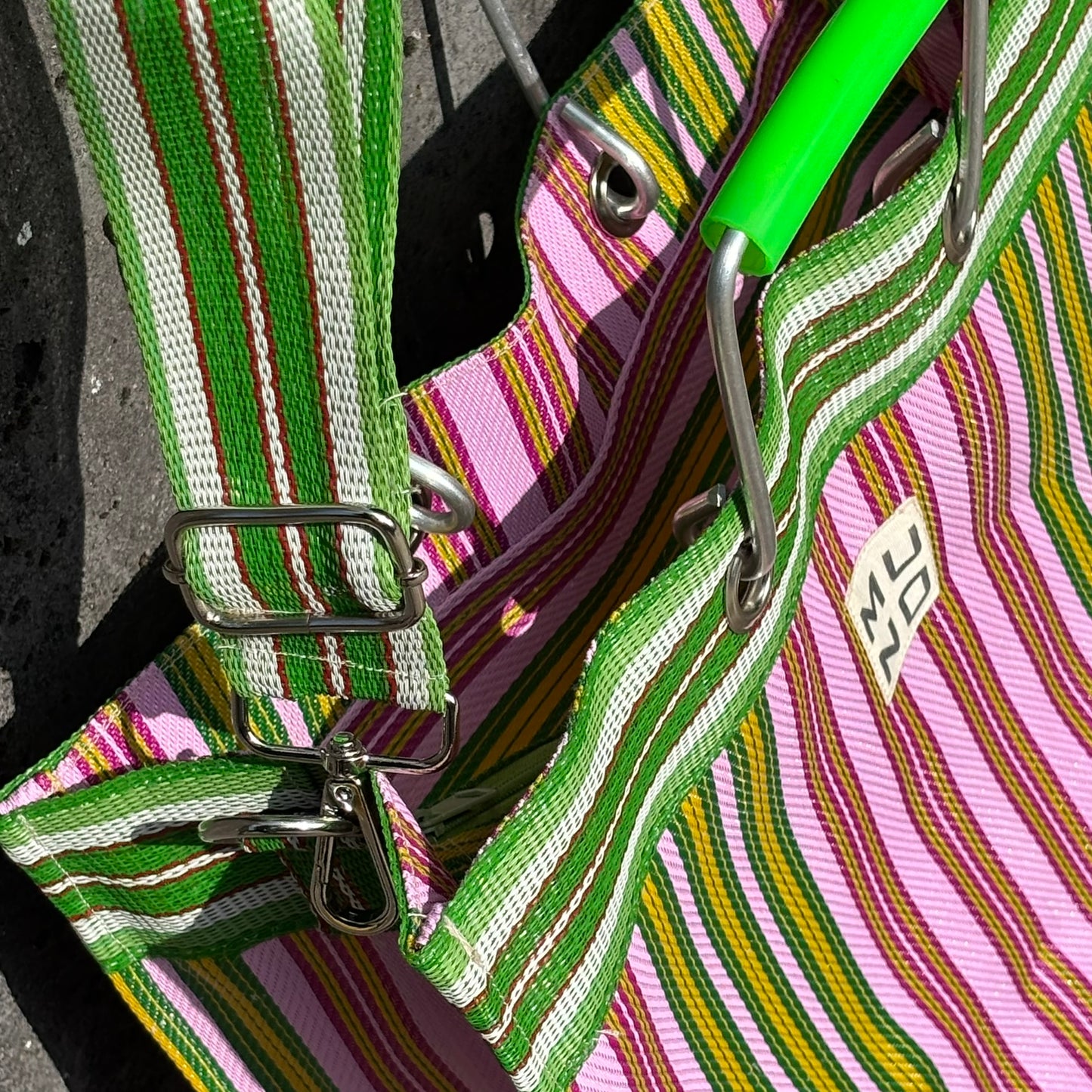 Recycled Nylon Tote Bag Lime Zest