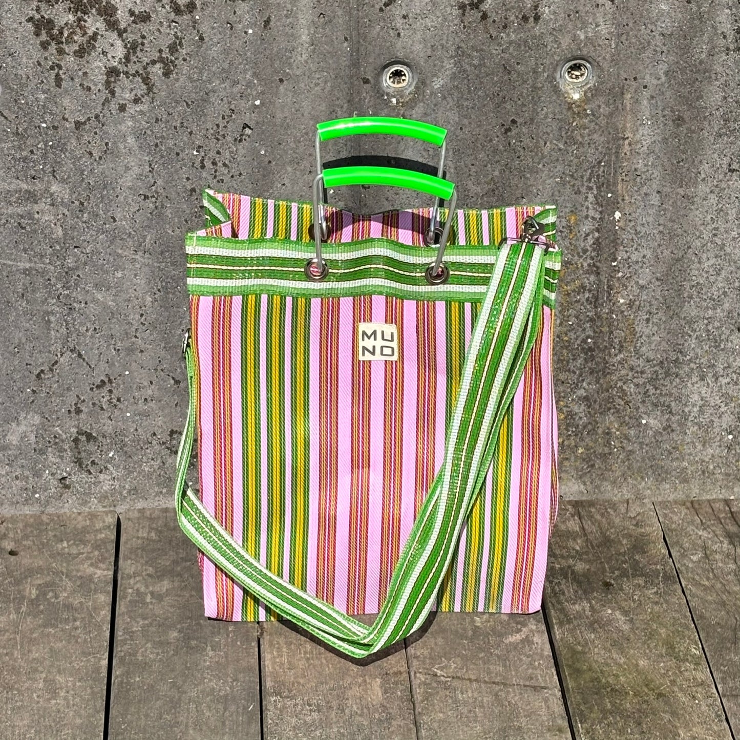 Recycled Nylon Tote Bag Lime Zest