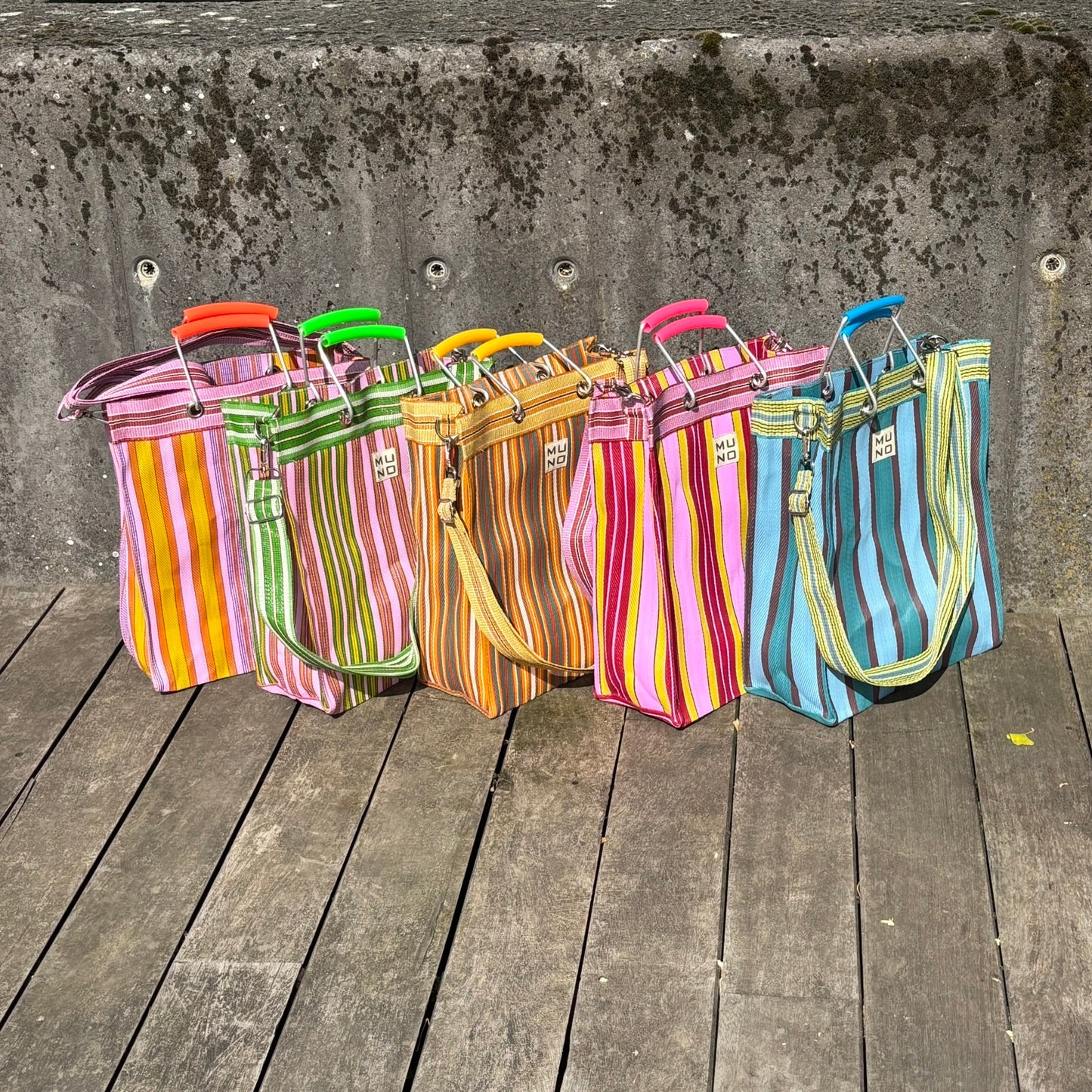 Recycled Nylon Tote Bag Sunset Stripe