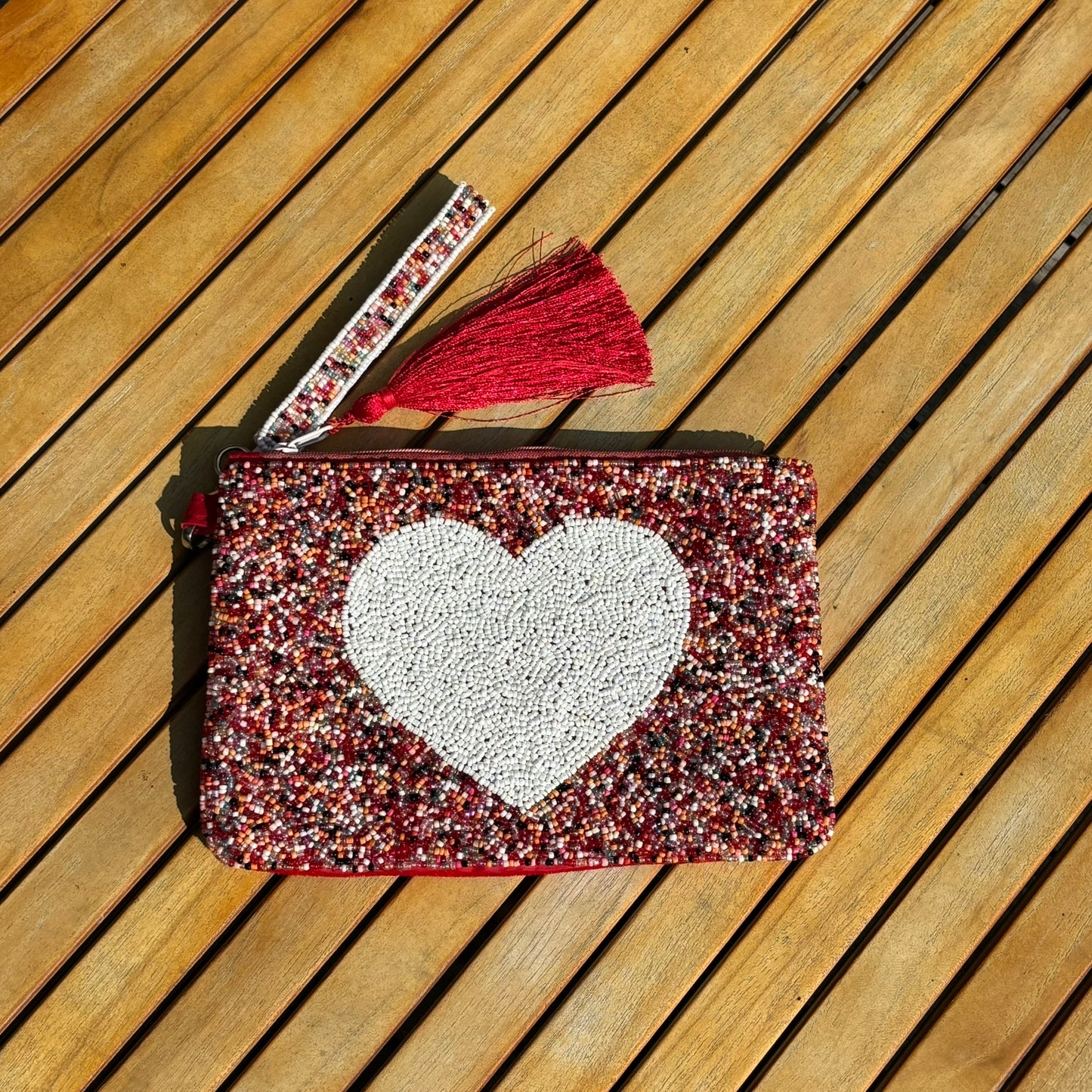 Heart Mixed Beads Pouch Medium