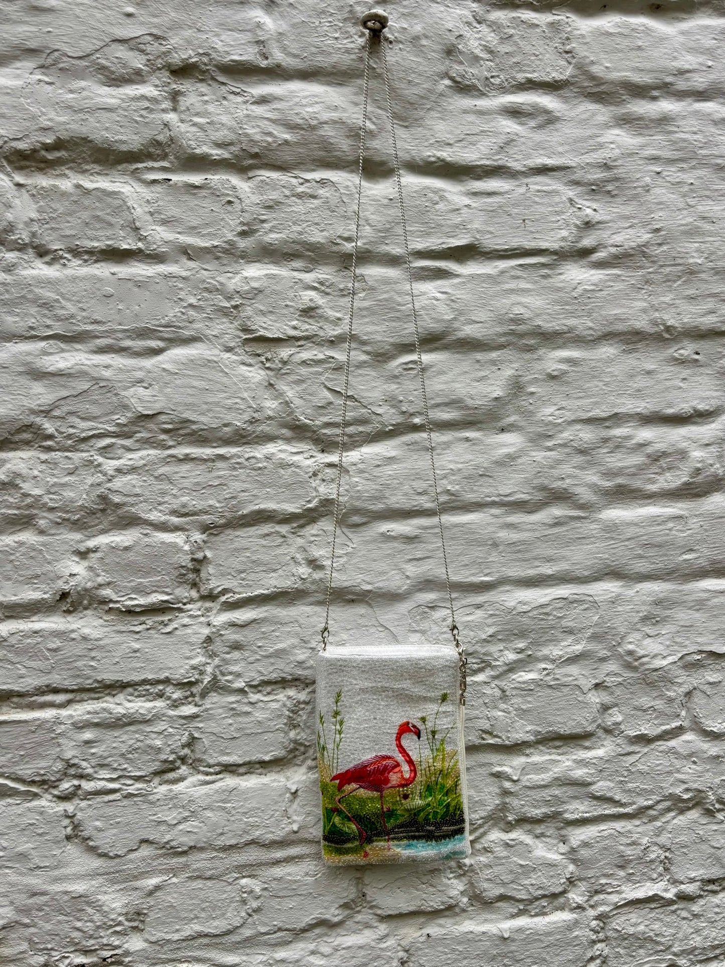 Flamingo Beaded Silk Mini Bag
