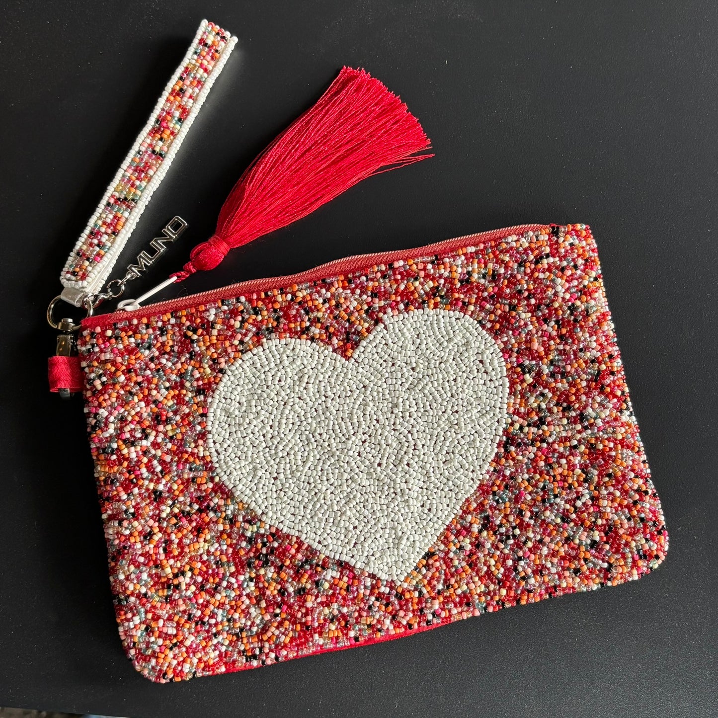 Heart Mixed Beads Pouch Medium