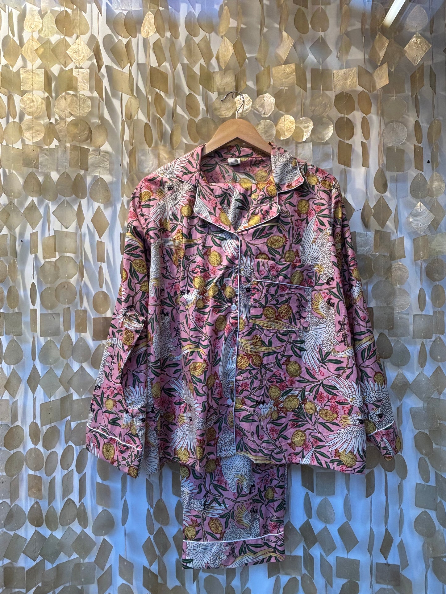 Pink Cranes Indian Cotton Pyjama Set