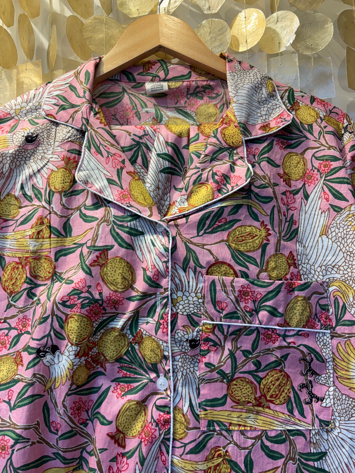 Pink Cranes Indian Cotton Pyjama Set