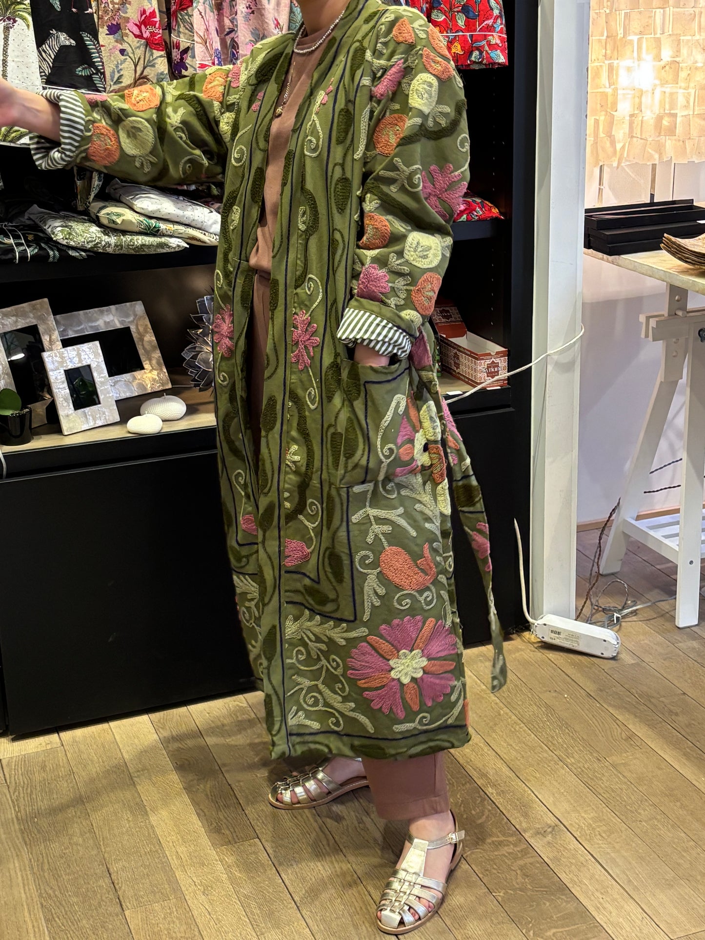 Handcrafted Kakhi Suzani Coat