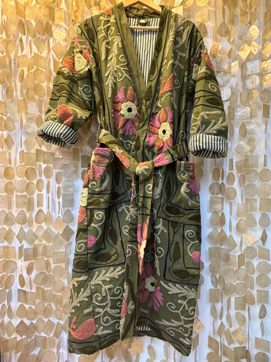 Handcrafted Kakhi Suzani Coat