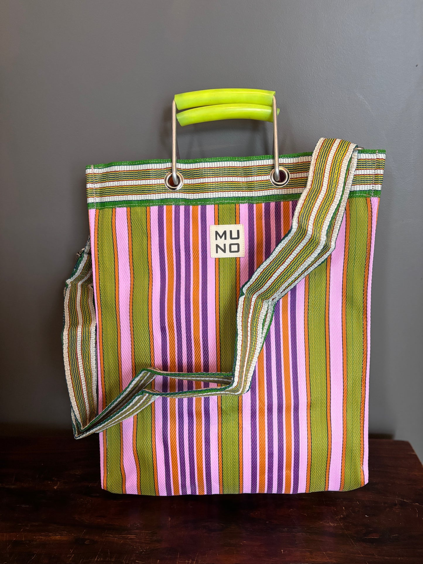 Recycled Nylon Tote Bag Lime Zest