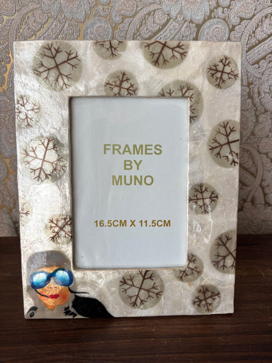 Ivory Capiz Shell Large Frame - Snowflakes