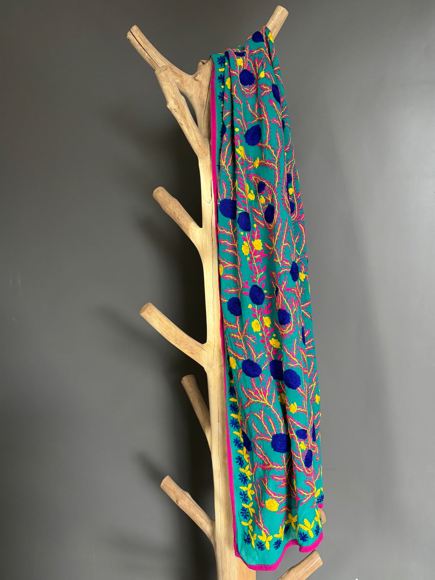 Hand-Embroidered Floral Phulkari Stole