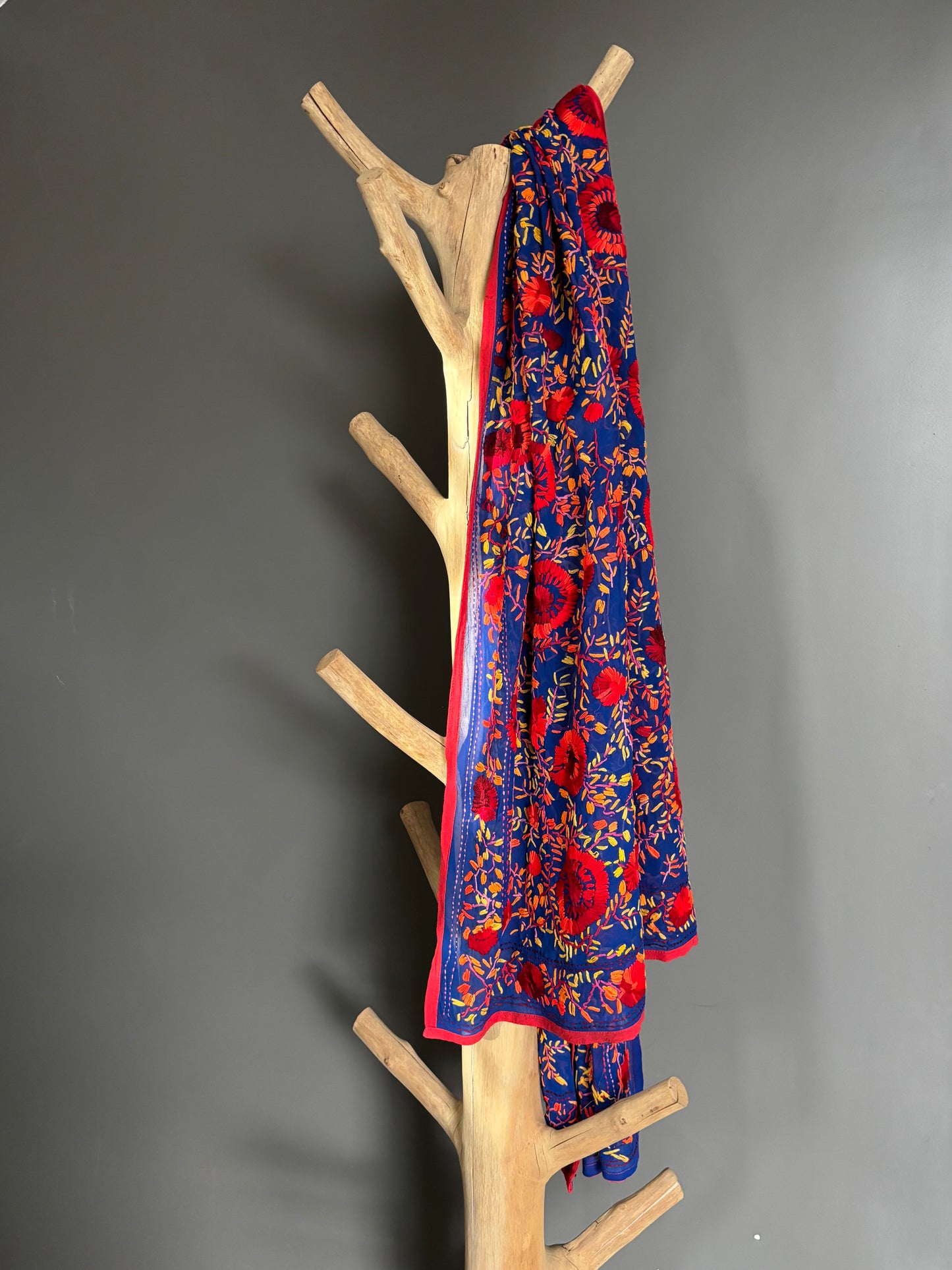 Hand-Embroidered Floral Phulkari Stole