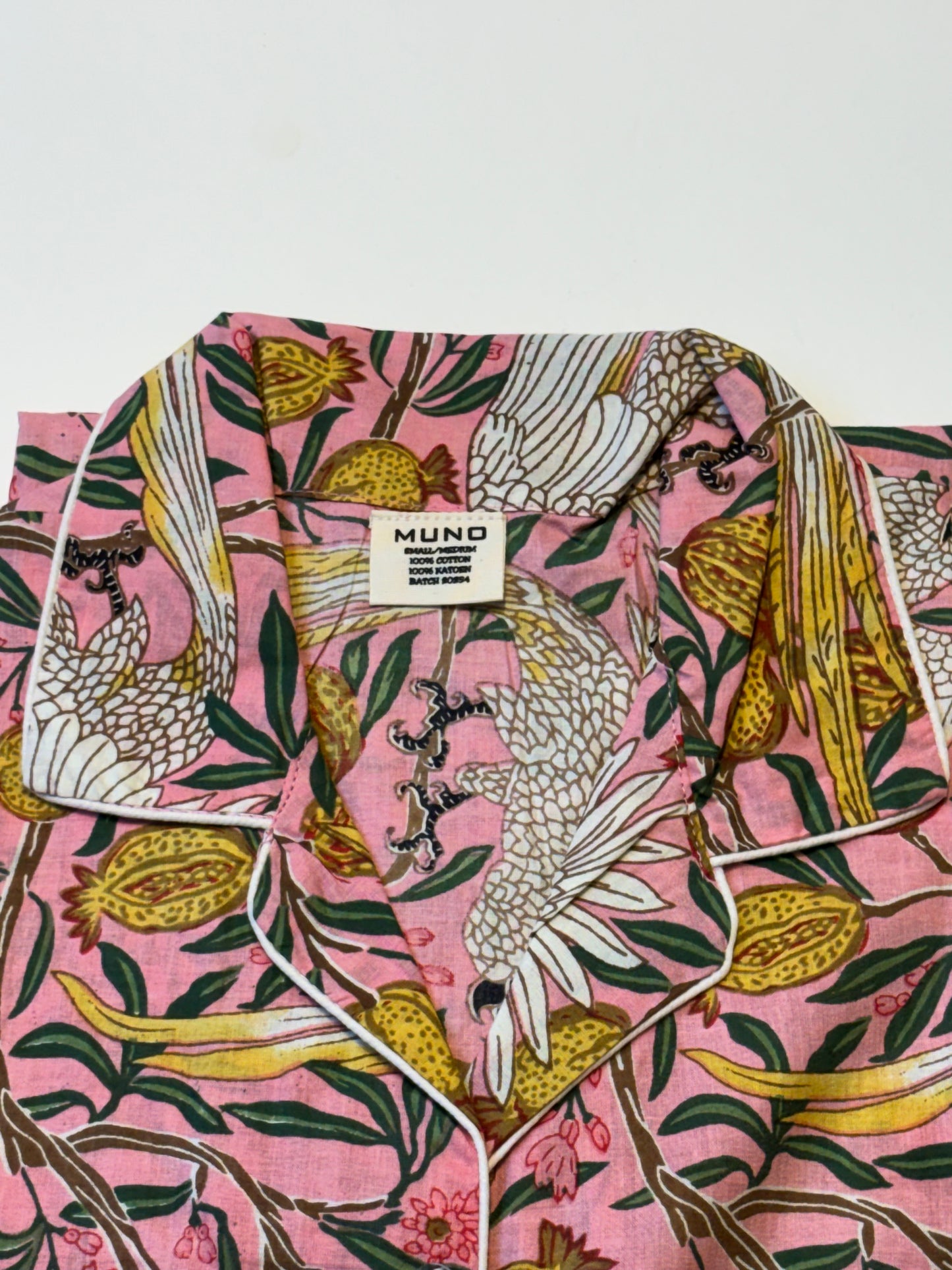 Pink Cranes Indian Cotton Sleeping Dress