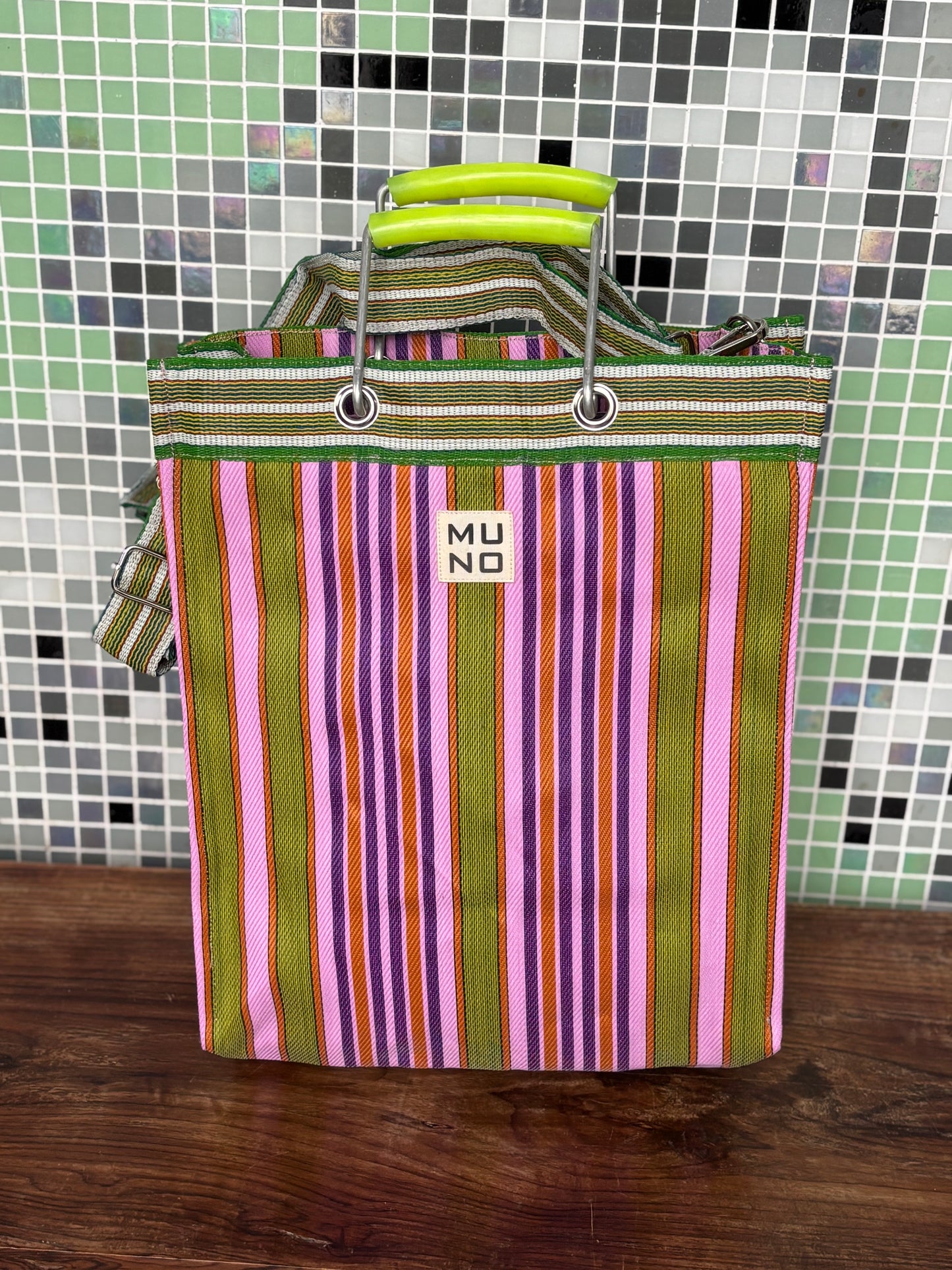 Recycled Nylon Tote Bag Lime Zest