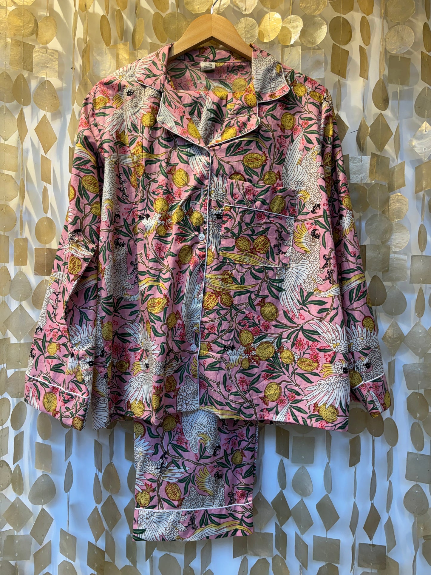 Pink Cranes Indian Cotton Pyjama Set