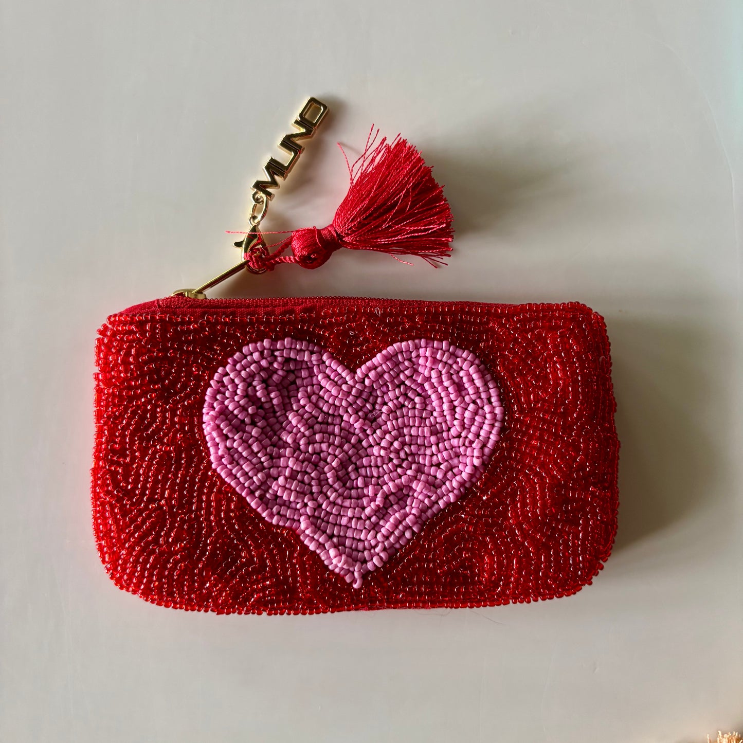 Handgemaakt rood kralen hart zakje * Cadeau *