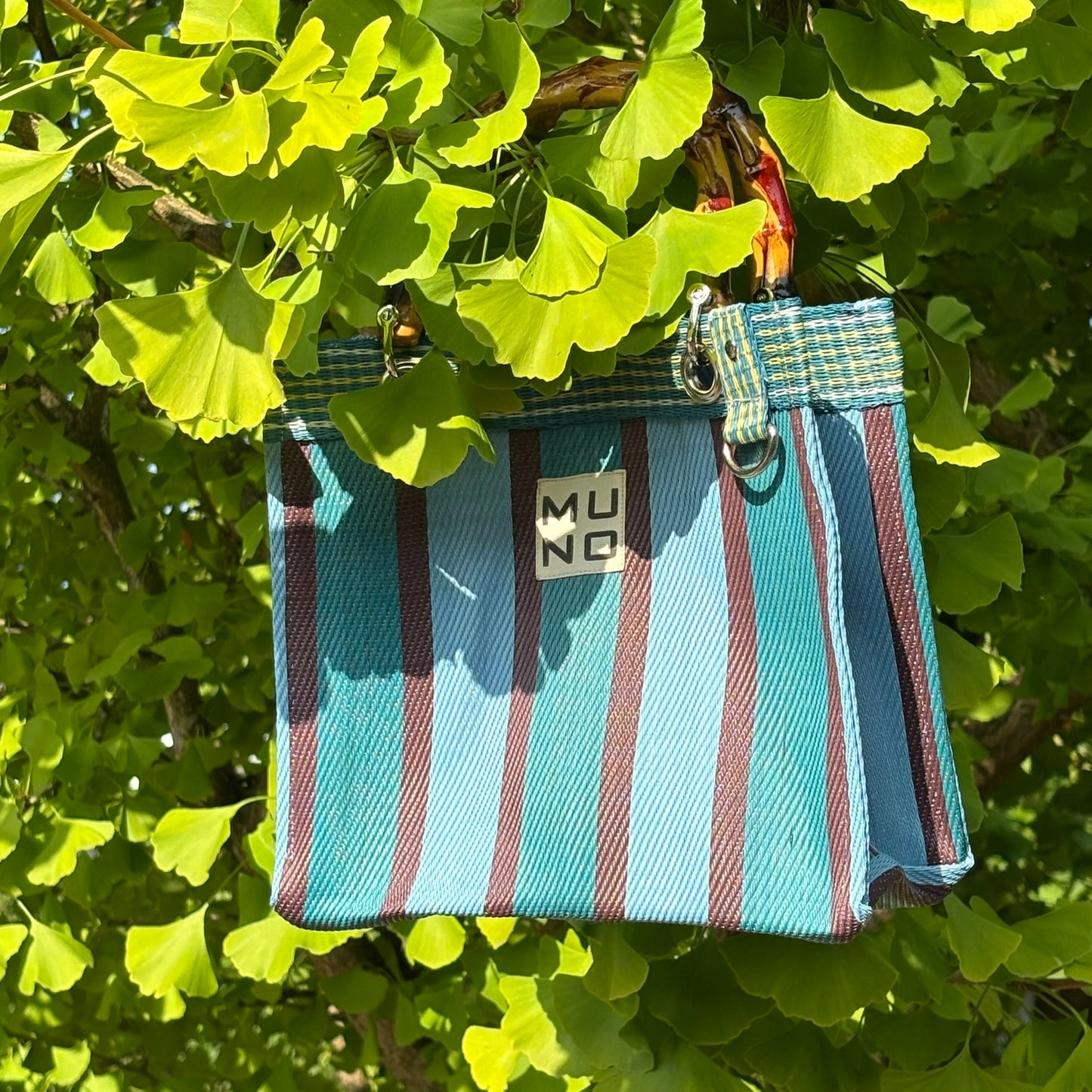 Nylon Mini Bag with Bamboo Handle - Ocean Breeze