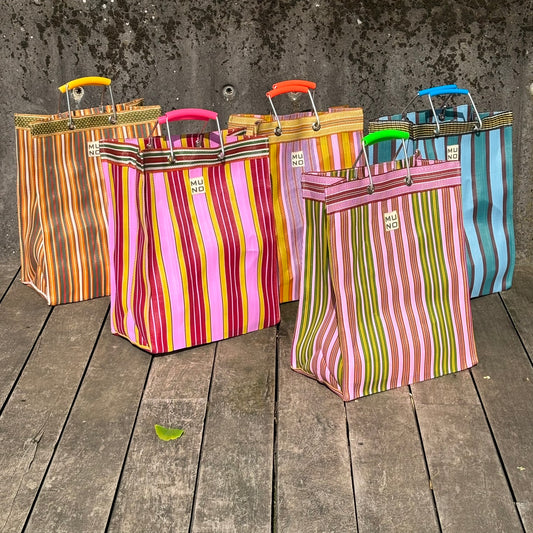 Recycled Nylon Striped Shopper – Citrus Candy