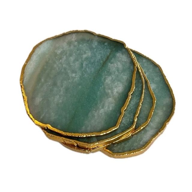 Green Aventurine Gemstone Coasters #coasters #aventurine #greenaventurine #gemstones #gemstone #stylishapero #barware #c