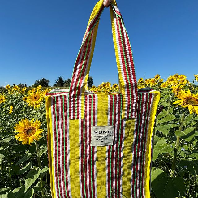 Recycled Nylon Tote Bag #recycled #upcycled #totebag #tote #striped #shopper #recyclé #reuse